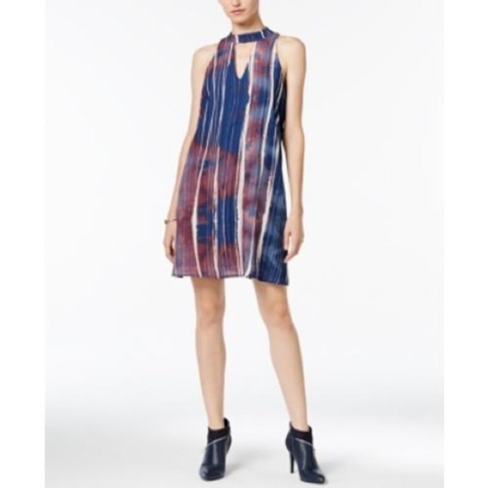 Bar III Halter Neck Sleeveless Ink Spill Dress